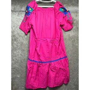 Vintage JCPenney Dress Size 2X Fuchsia Pink Floral Applique Cottagecore NWT